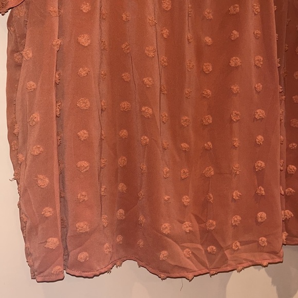 Shein polka dot top, v neck rust color sheer, with lining baby doll top 3XL - Picture 3 of 7